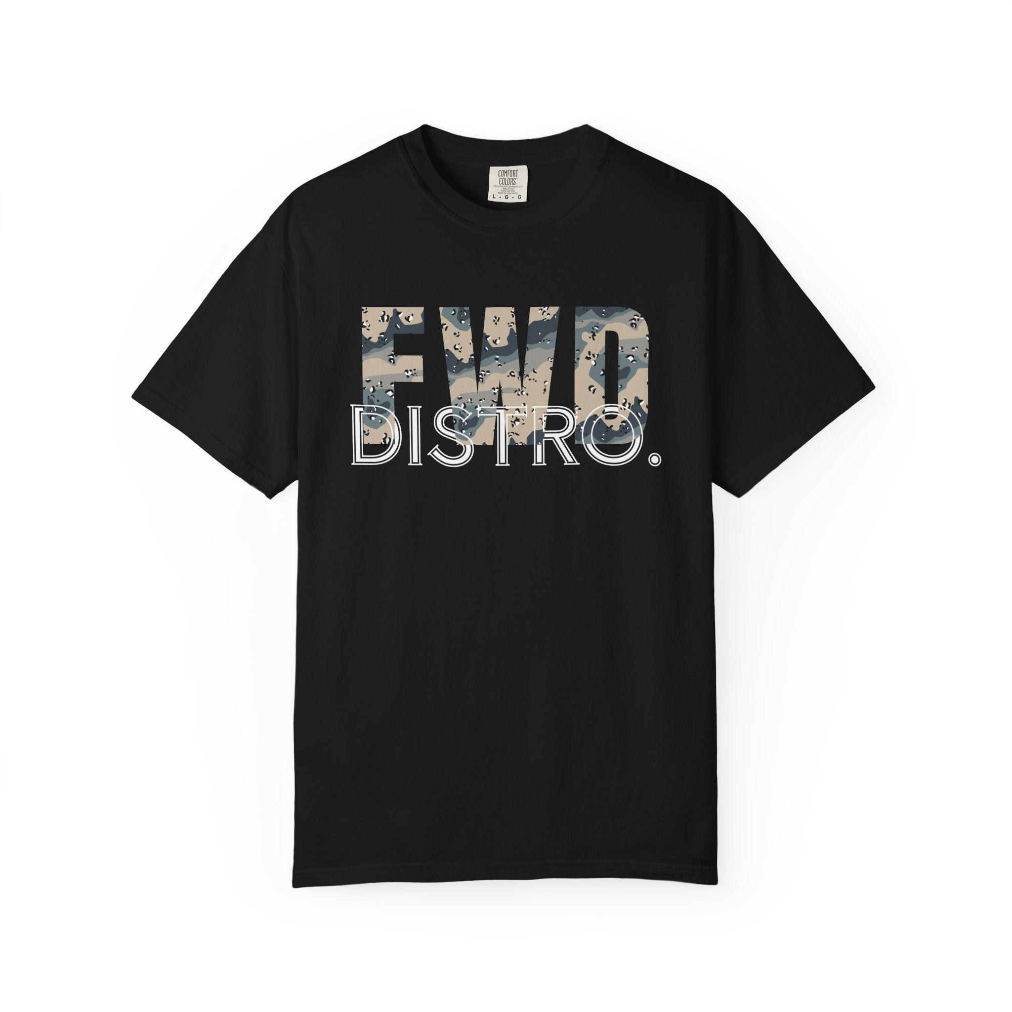Black FWD Distro heavyweight cotton t-shirt with Polar Choc Chip camo style print and relaxed fit