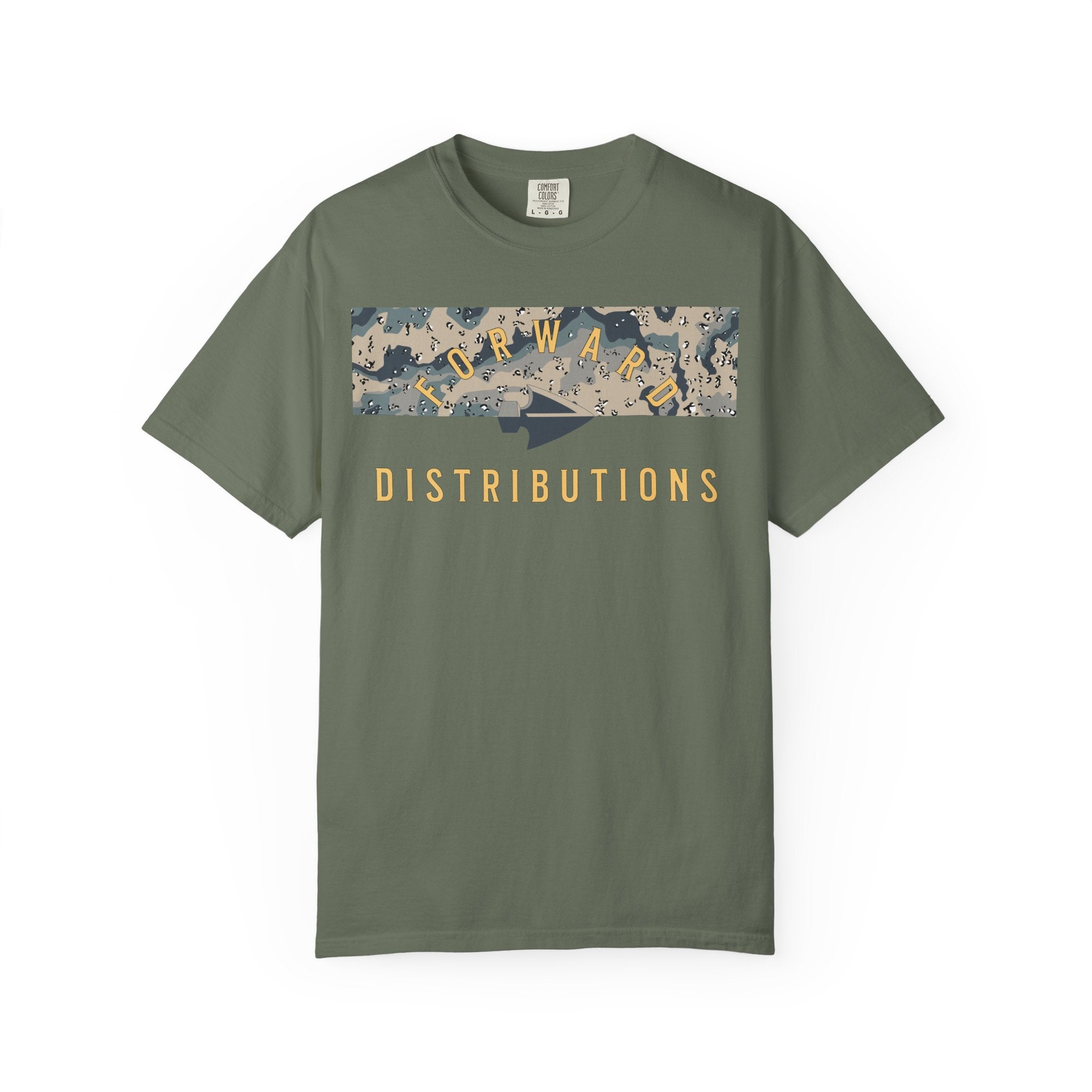Moss Forward Distributions Logo T-Shirt with Polar Choc Chip Split Camo Block