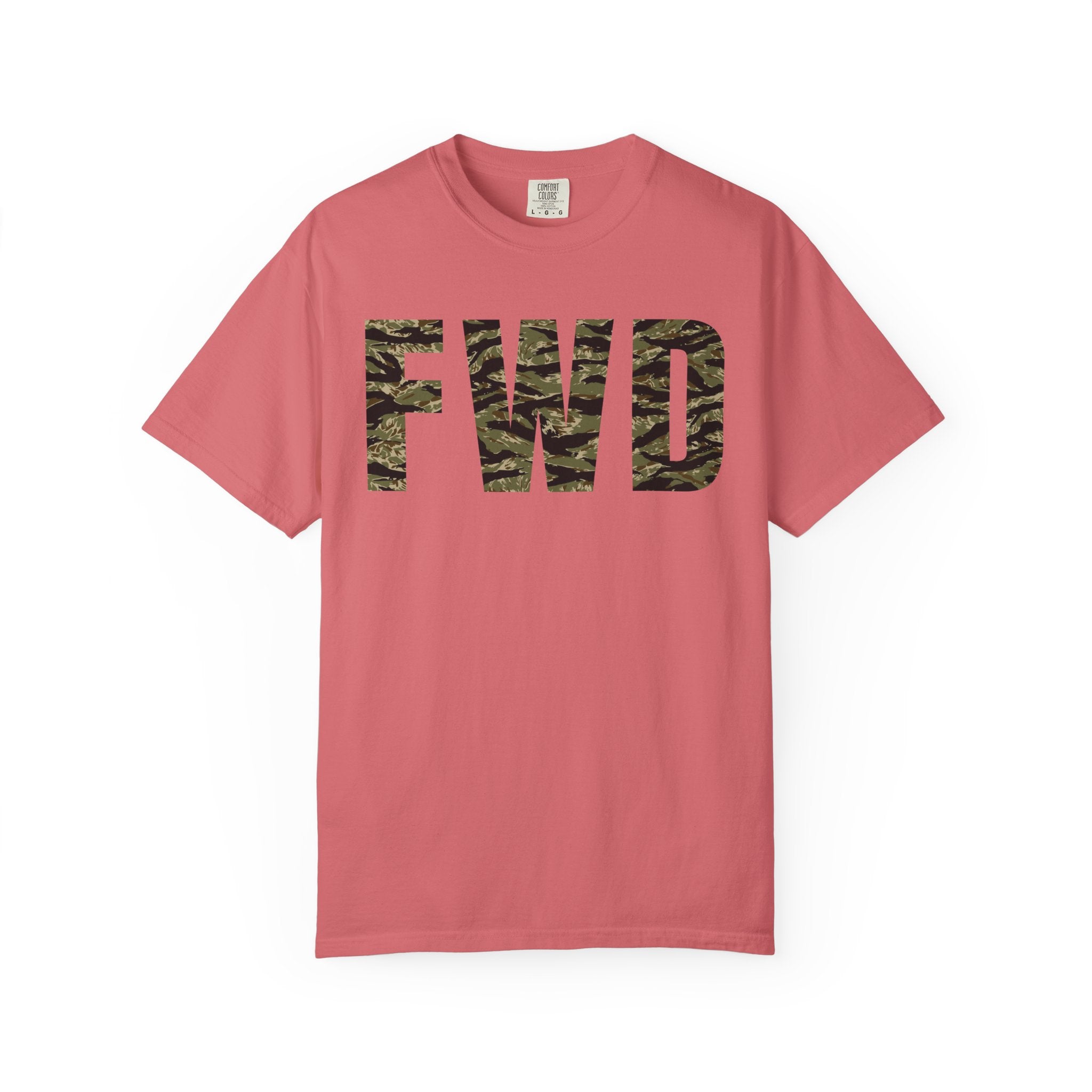 Watermelon heavyweight cotton t-shirt with tiger stripe FWD logo printed on the front in classic relaxed fit design.