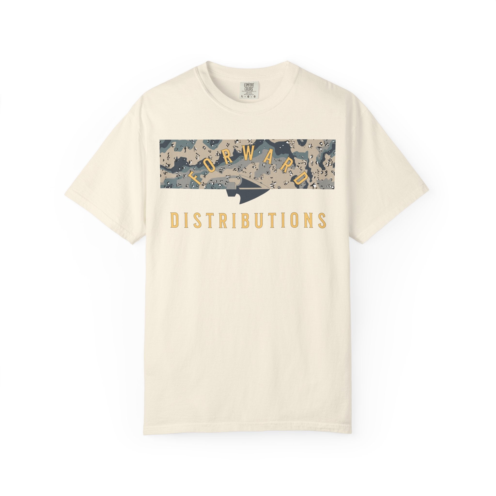 Ivory Forward Distributions Logo T-Shirt with Polar Choc Chip Split Camo Block