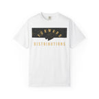 White Split Camo Multicam t-shirt with Forward Distributions text, heavyweight cotton, relaxed fit, rib collar