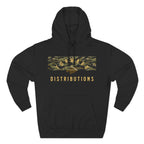 Black hoodie with 'Forward Distributions' logo on Tiger Stripe Camo