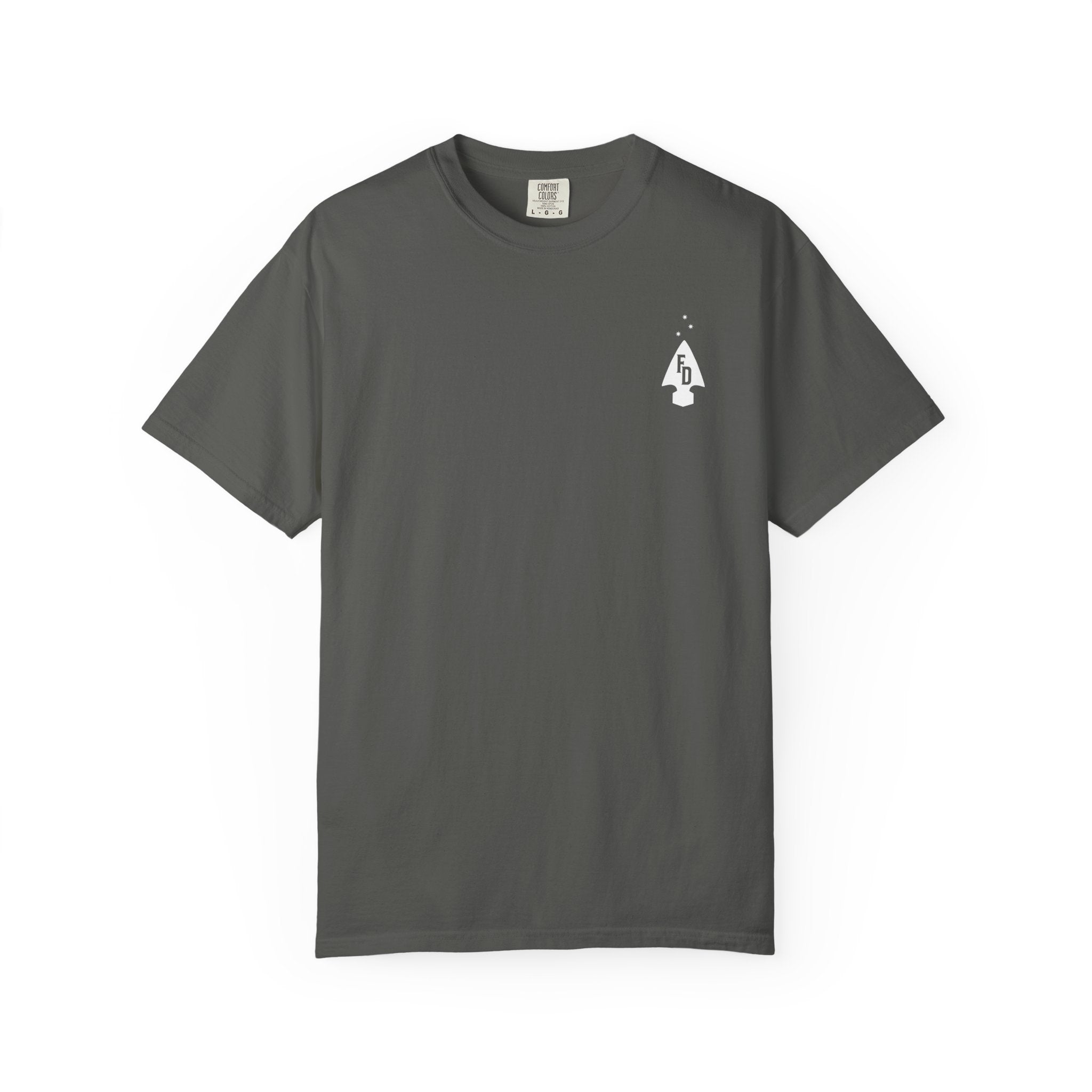 Pepper Gray t-shirt with a FD Arrow graphic logo.