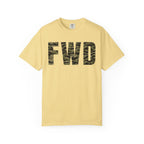 Butter heavyweight cotton t-shirt with tiger stripe FWD logo printed on the front in classic relaxed fit design.