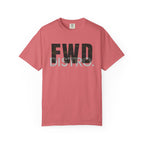 Watermelon heavyweight cotton t-shirt with FWD Distro logo in multicam camouflage print on front