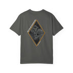 Pepper heavyweight cotton t-shirt with a skull graphic framed by a diamond shape on the back.