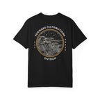 Black FDD Circle III t-shirt with soldier sniper graphic and Forward Distributions Division text on back