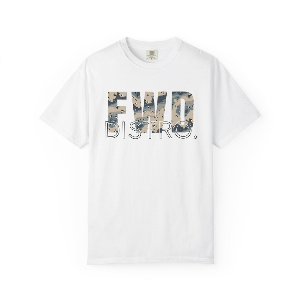 White FWD Distro heavyweight cotton t-shirt with Polar Choc Chip camo style print and relaxed fit
