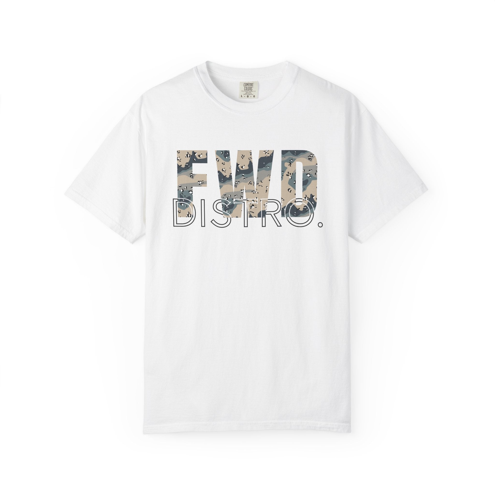 White FWD Distro heavyweight cotton t-shirt with Polar Choc Chip camo style print and relaxed fit