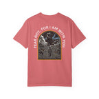 Watermelon t-shirt with a Christian-themed graphic and the text "Fear Not, For I Am With You" on the back.