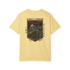Butter heavyweight cotton t-shirt with "Always Forward" military sniper graphic and text design on back.