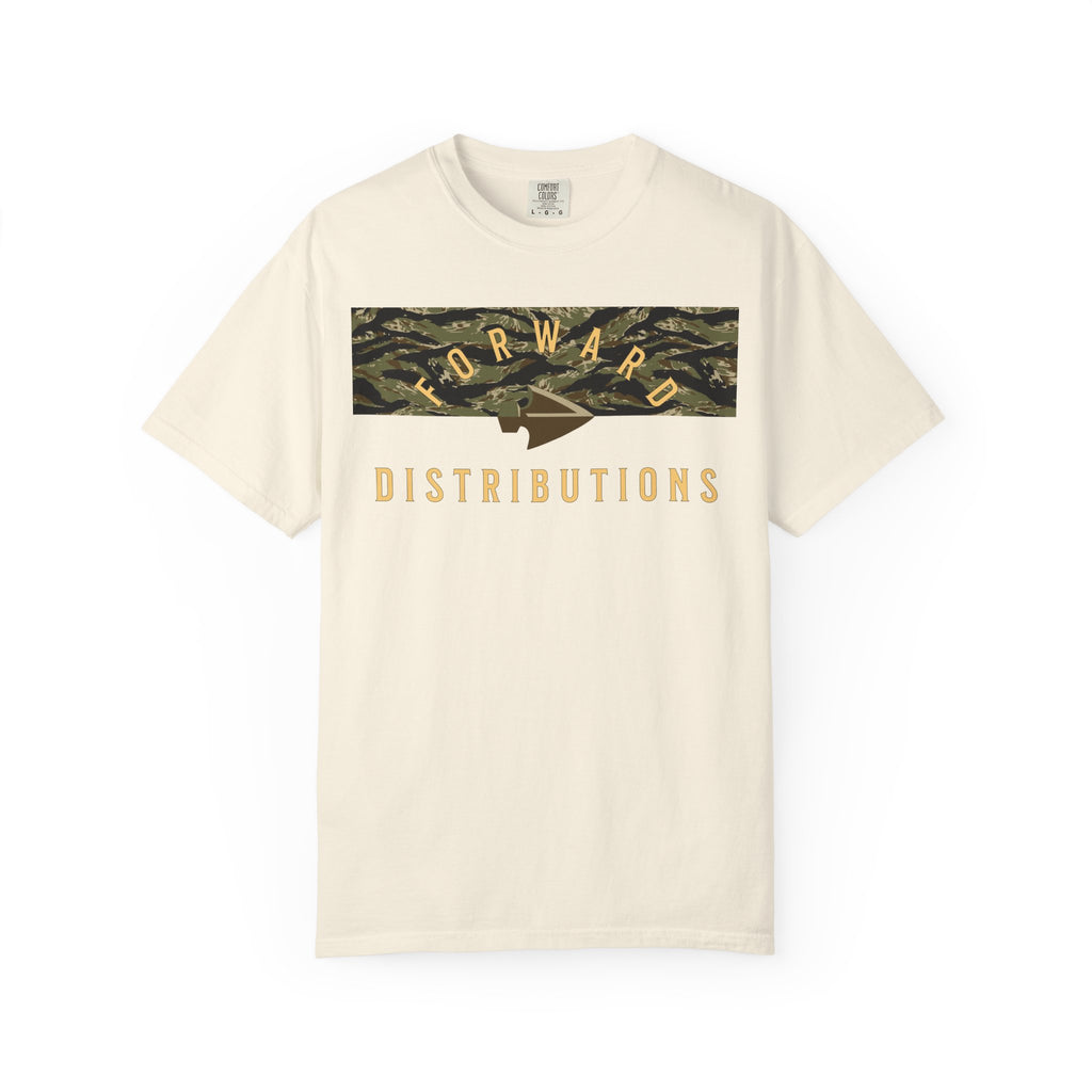 Ivory Forward Distributions Logo T-Shirt with Tiger Stripe Split Camo Block
