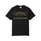 Black Split Camo Multicam t-shirt with Forward Distributions text, heavyweight cotton, relaxed fit, rib collar
