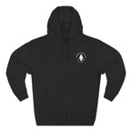 Black hoodie with adjustable hood, front kangaroo pocket, and Forward Distributions Division Signature Logo. 