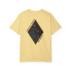 Butter heavyweight cotton t-shirt with neon-style graphic and "Fear No Terror of Night" text design on back.