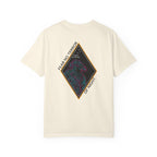 Ivory heavyweight cotton t-shirt with neon-style graphic and "Fear No Terror of Night" text design on back.