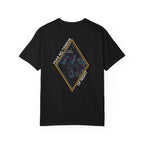 Black heavyweight cotton t-shirt with Fear No Terror of Night graphic featuring skull and night vision goggles design.