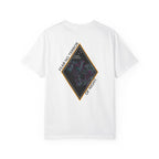 White heavyweight cotton t-shirt with Fear No Terror of Night graphic featuring skull and night vision goggles design.
