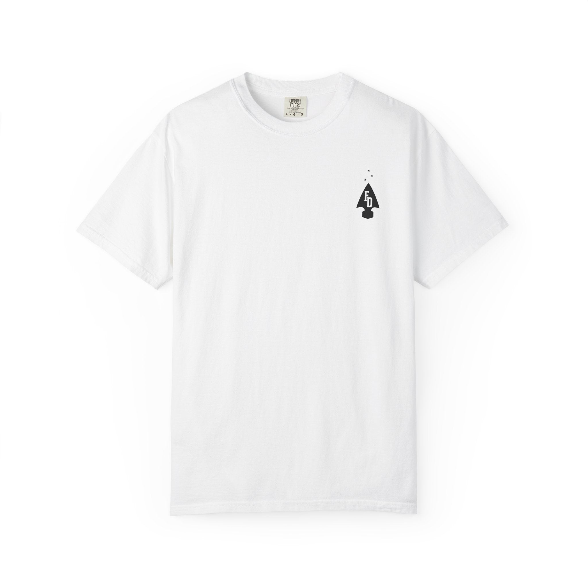 White t-shirt with a FD Arrow graphic logo.