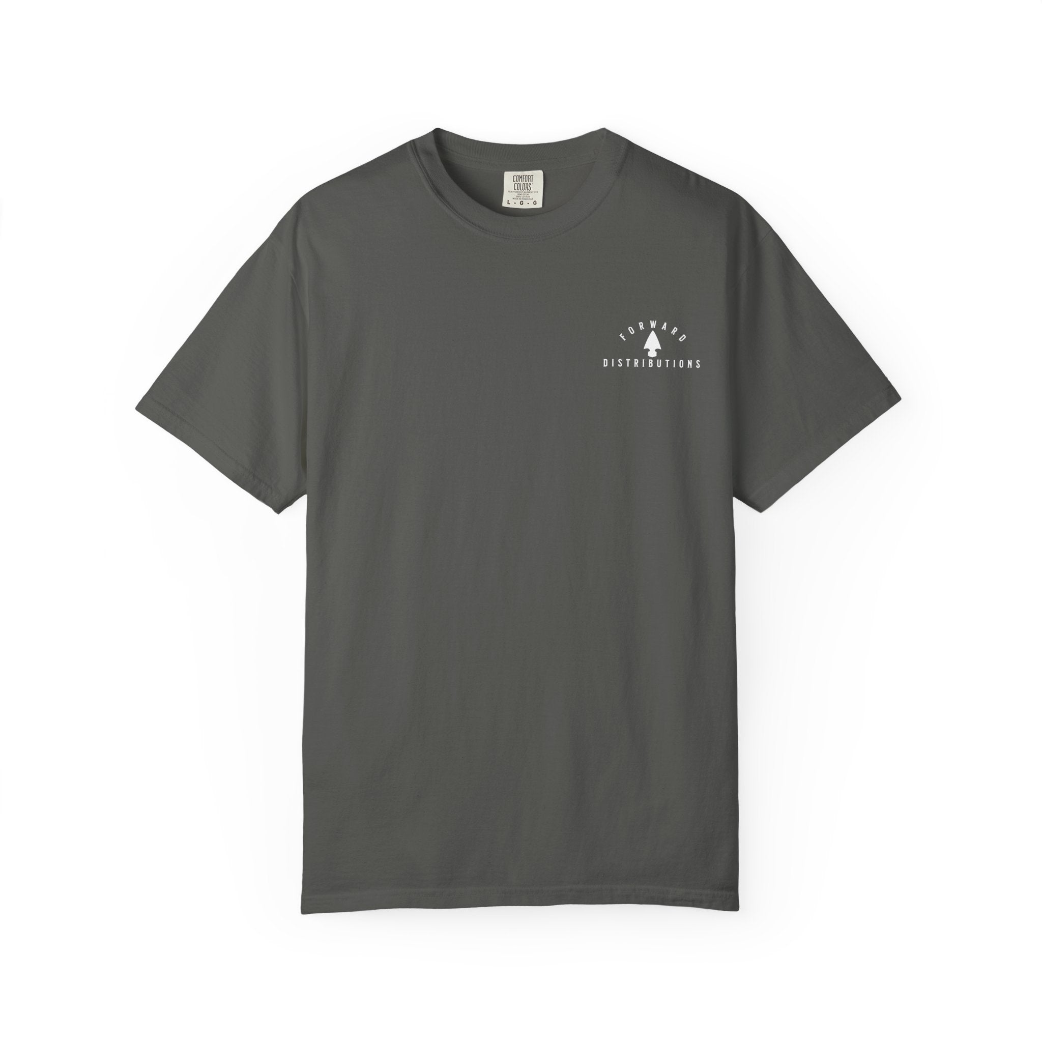 Pepper t-shirt with a Forward Distributions logo.